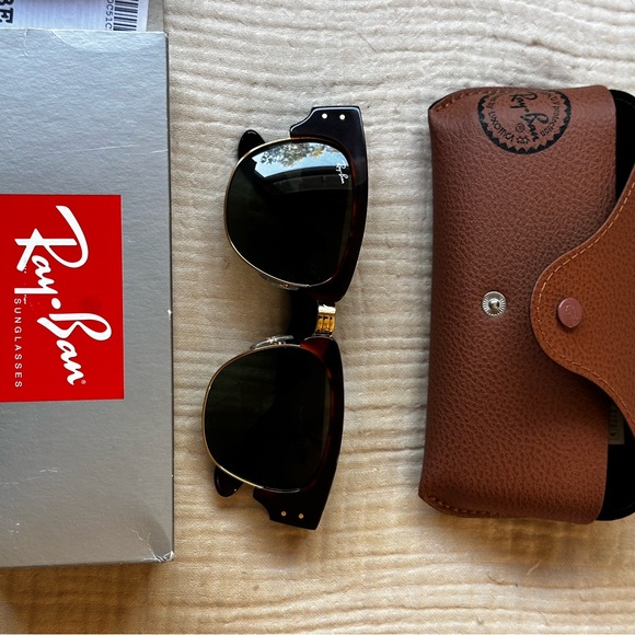 Ray-Ban Tortoise and Green Clubmaster Sunglasses - Picture 1 of 5